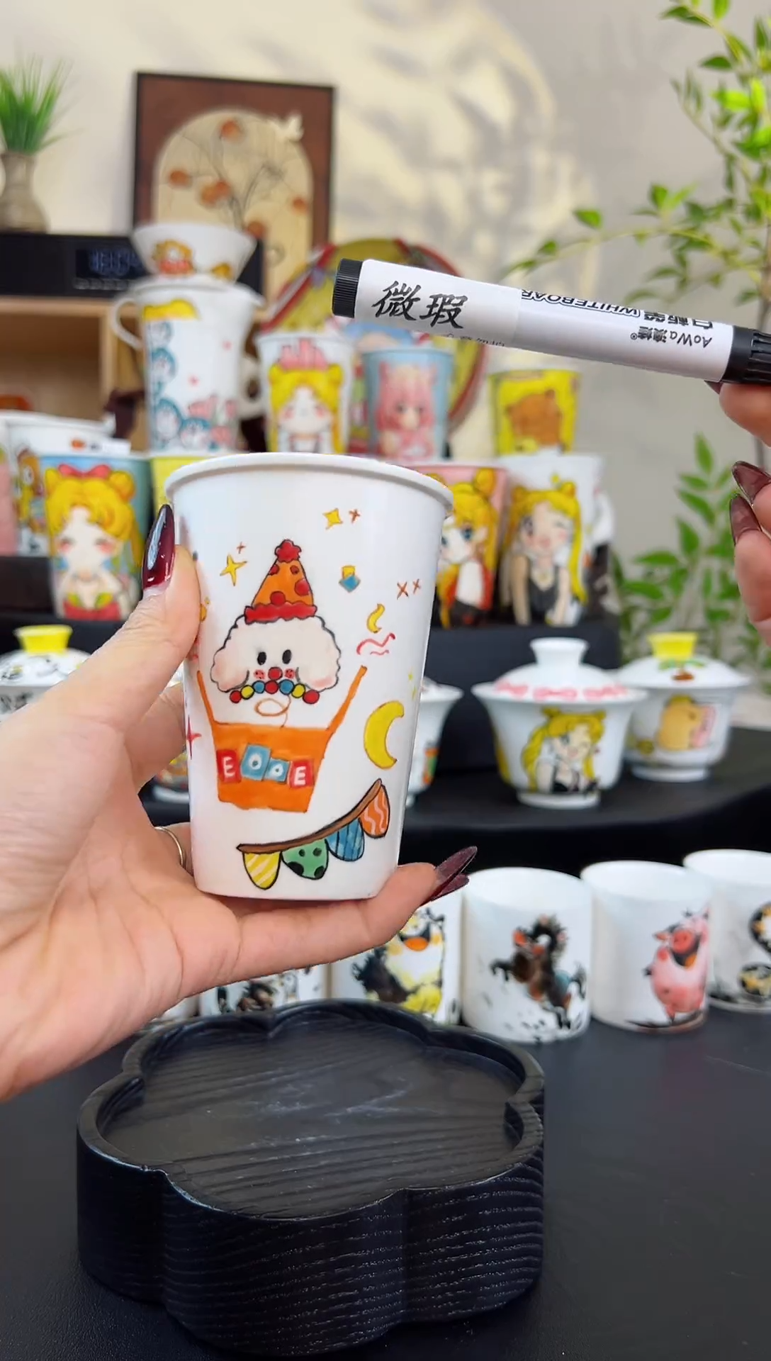 【闪购商品】摆件笙笙漫 手工手绘陶瓷杯杯