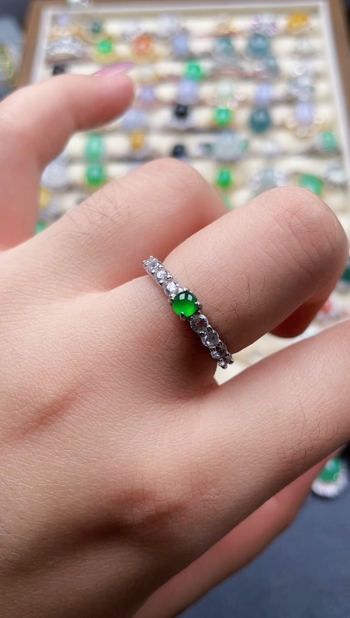 银S925镶嵌戒指翡翠117