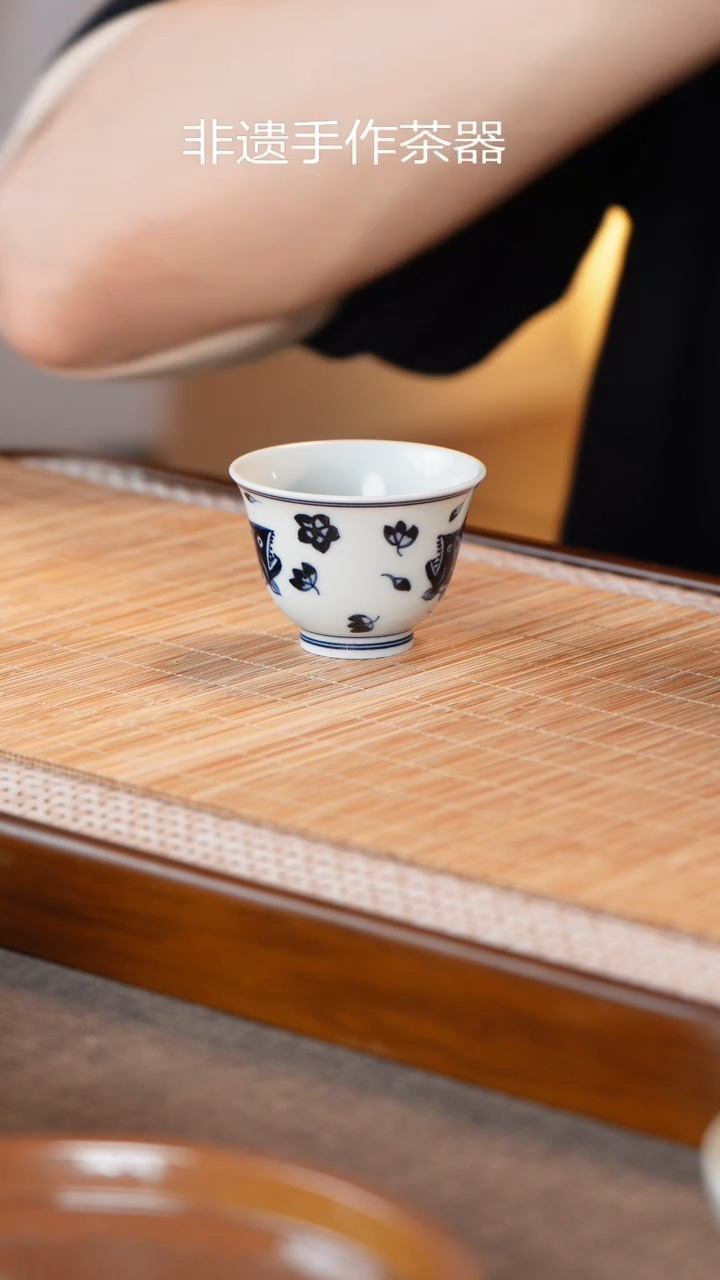 青花纯手绘茶杯高温瓷