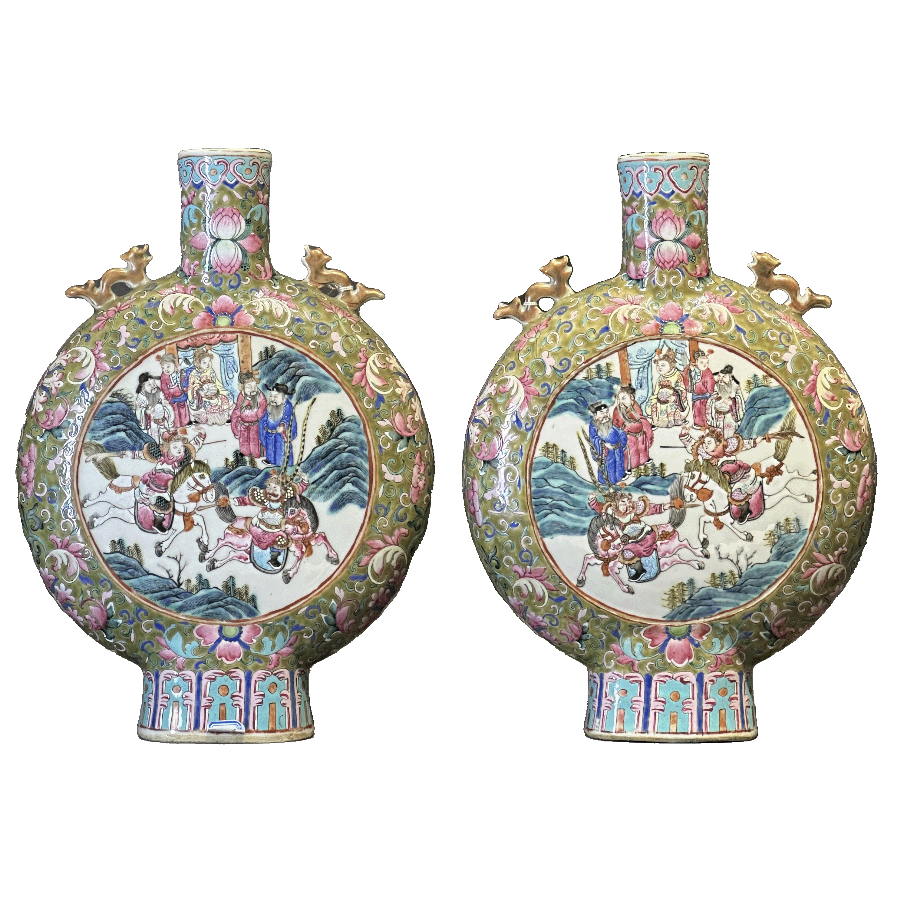 25300394y粉彩人物故事纹抱月瓶一对