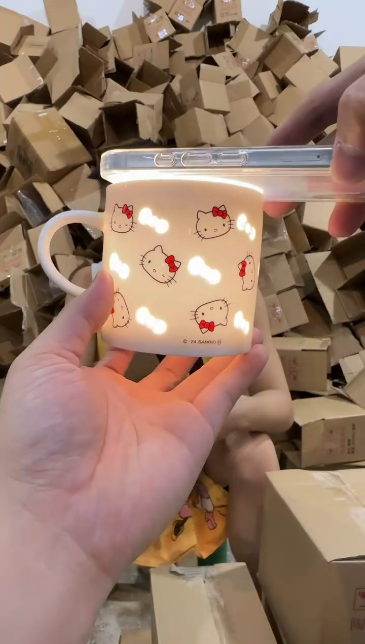 瓷片白色kt镂空水杯