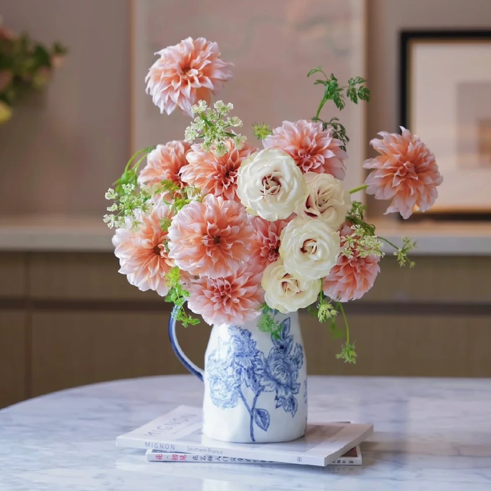 大丽奶油桃子鲜花|百搭花材，好养护