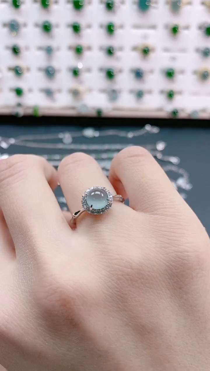 【闪购商品】翡翠戒指银S925镶嵌天然翡翠