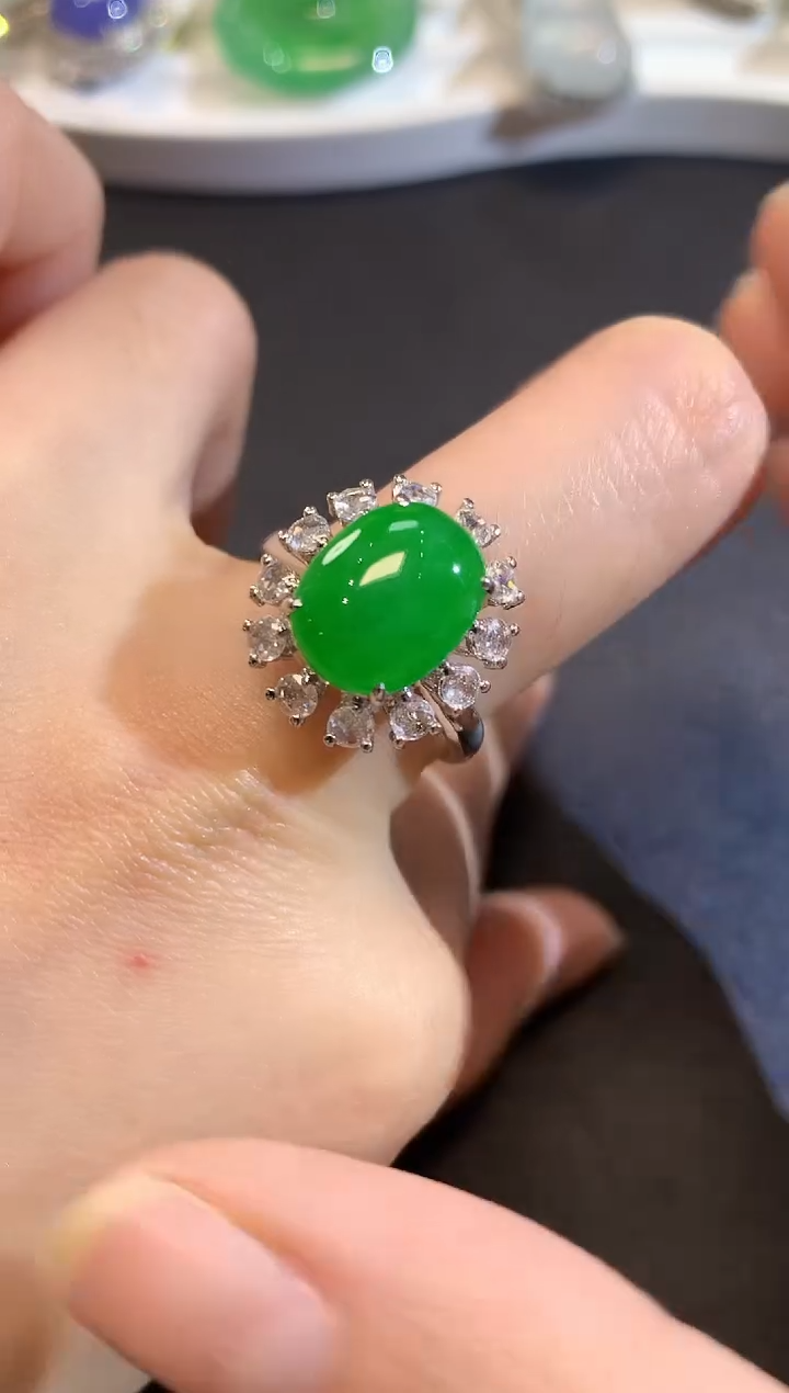 18K金镶嵌戒指翡翠A55 