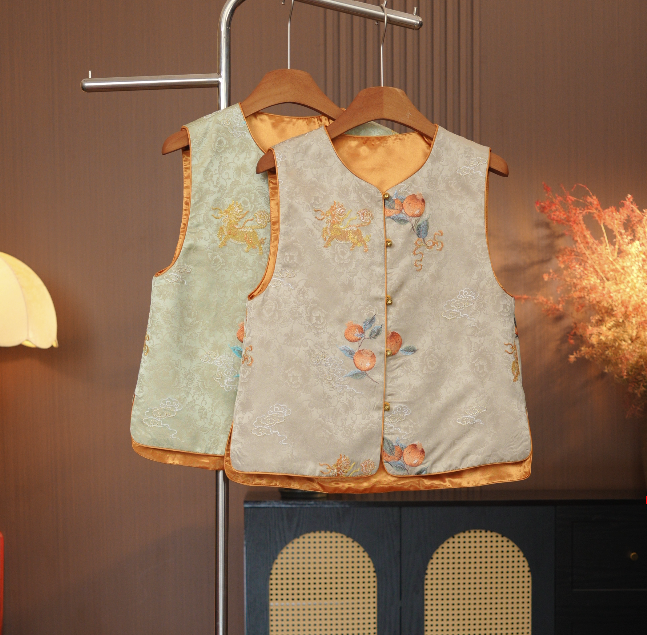 【瑞兽榴香】新中式国风复古提花刺绣圆领马夹复古坎肩新款百搭马甲