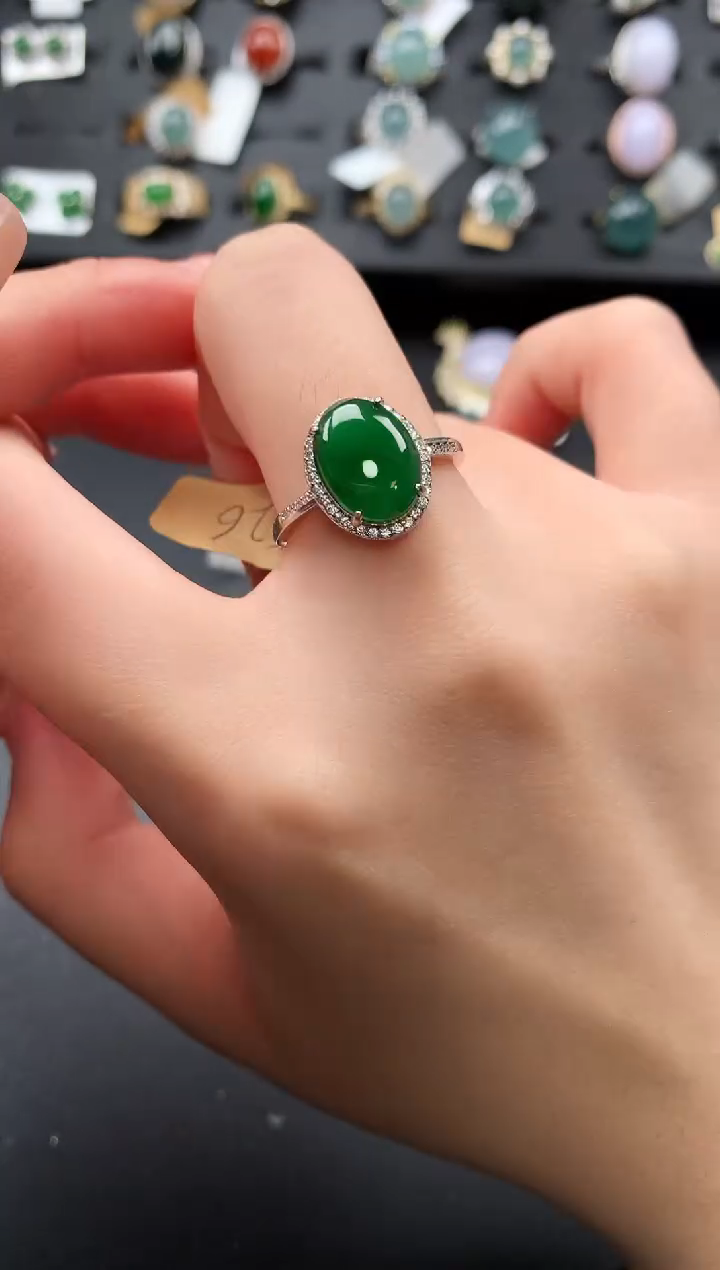 【闪购商品】翡翠戒指银S925镶嵌52141