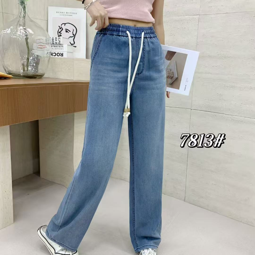 K1235洗水蓝轻薄直筒牛仔裤7813