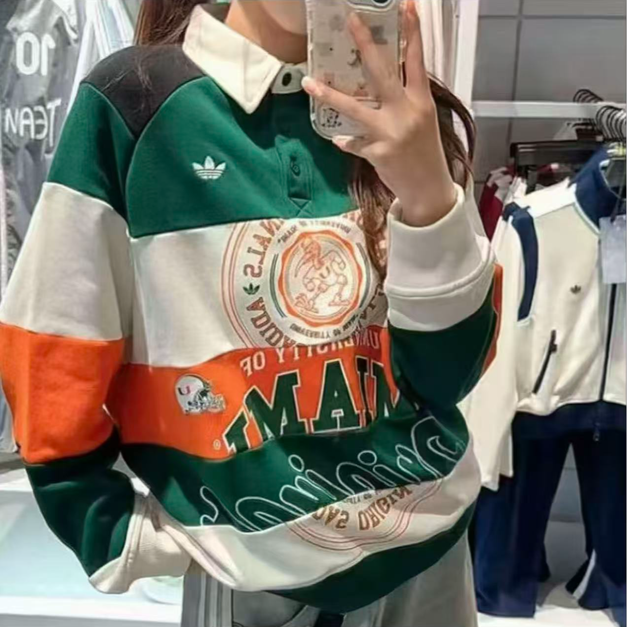 adidas 三叶草秋季新款纯棉运动宽松卫衣套头衫 KF2329