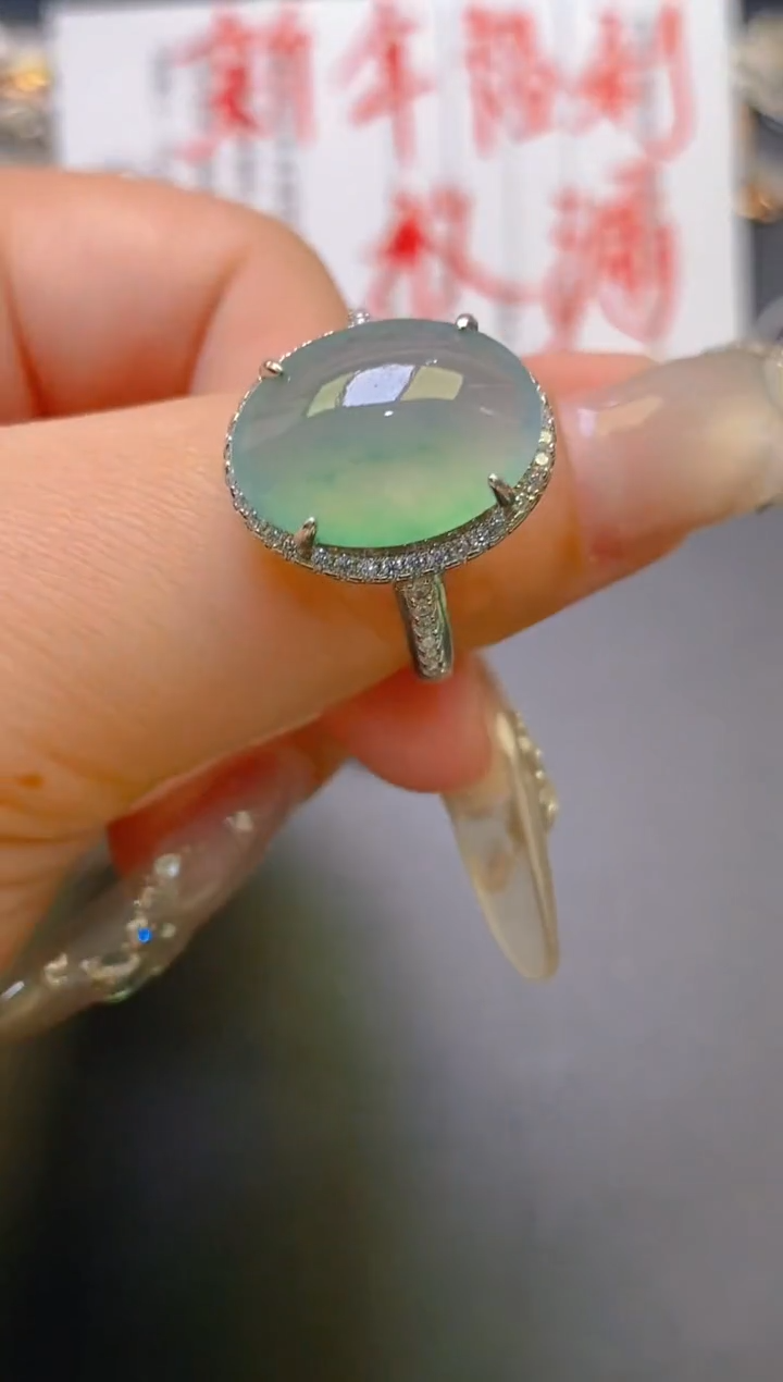 【闪购商品】翡翠耳饰银S925镶嵌天然A货翡翠1