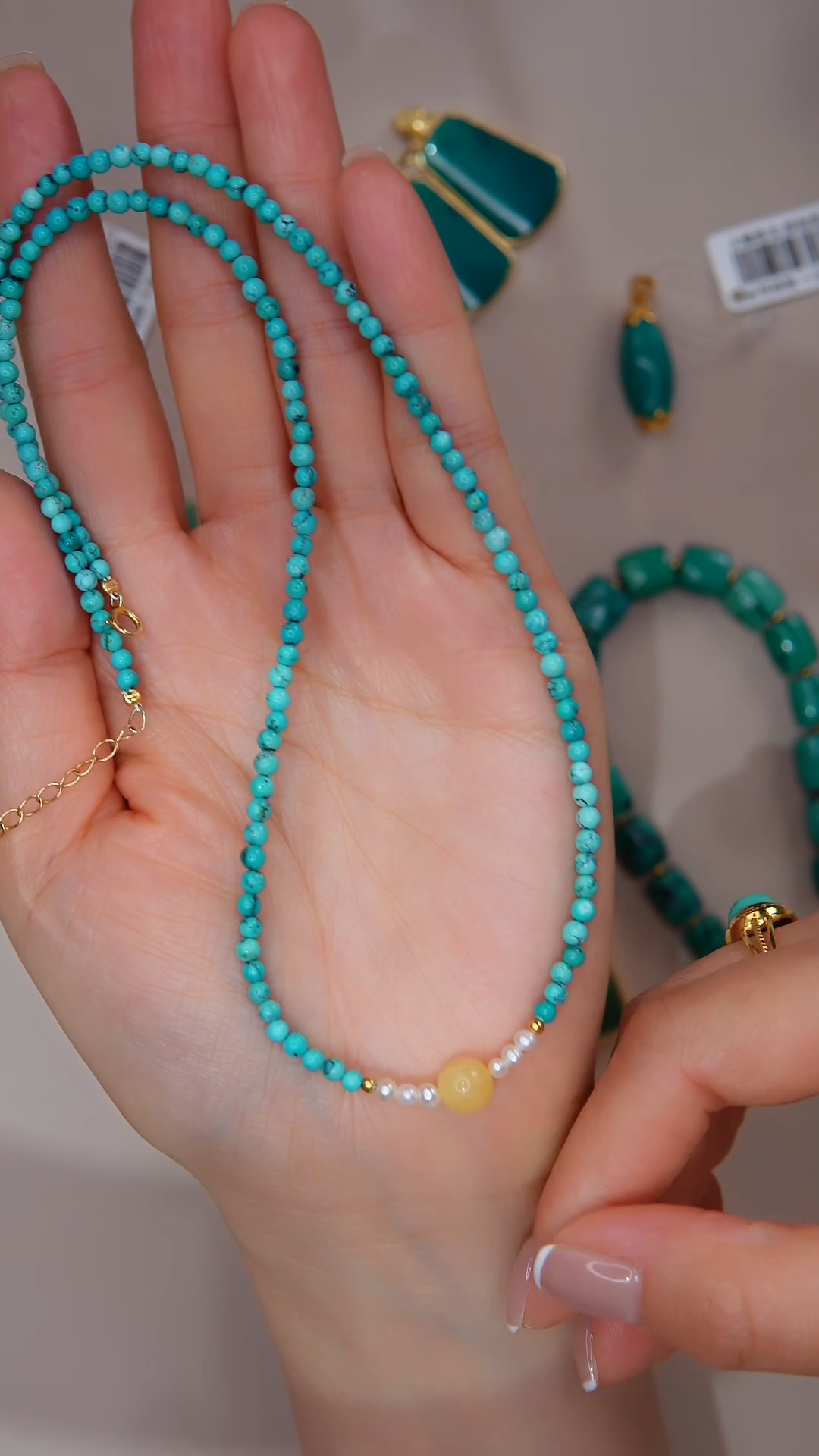 【闪购商品】绿松石项链银S925镀金镶嵌多样性发货