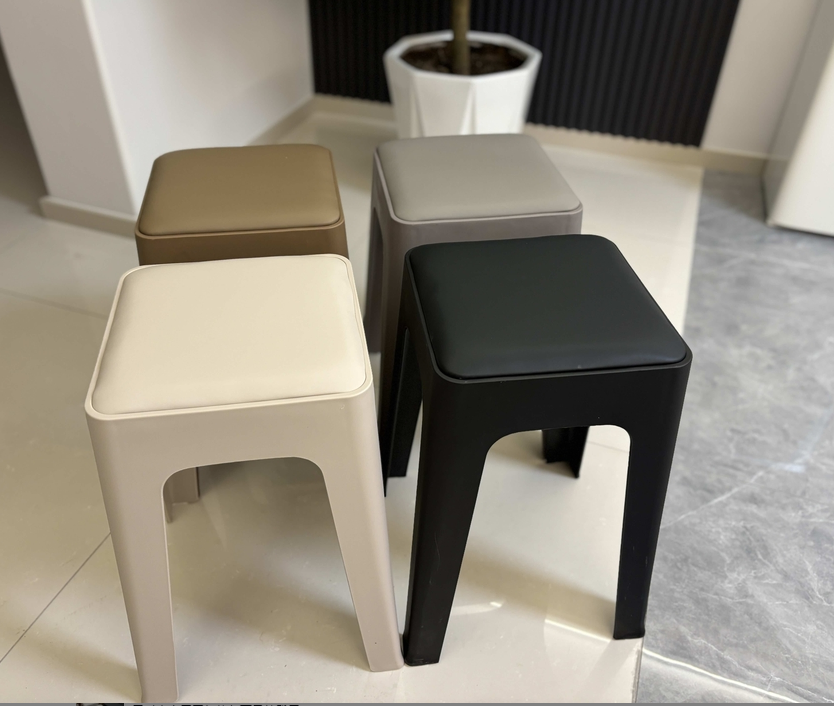 慕格娜加厚软包座面凳子时尚蛋白皮家用网红软包凳子可叠放2