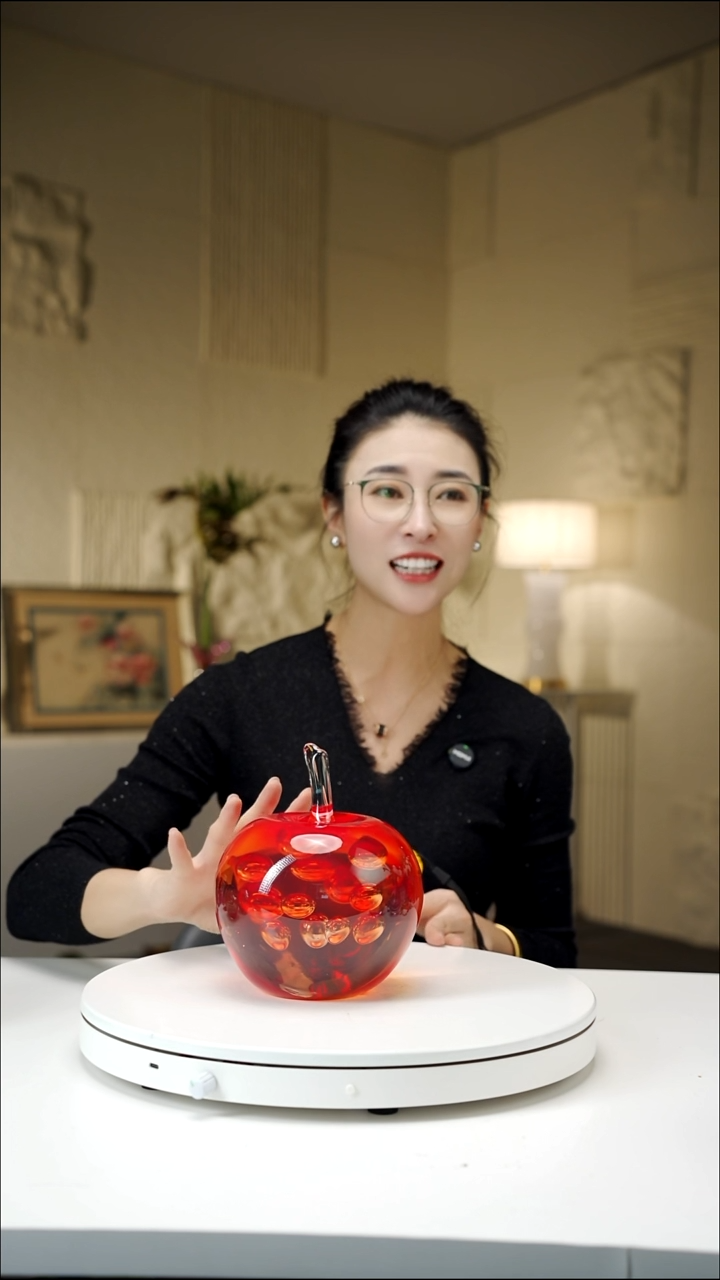 手工艺品琉璃宝石红色苹果摆件