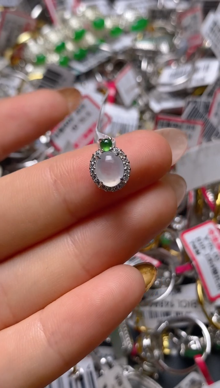 银S925镶嵌戒指翡翠百内无证书