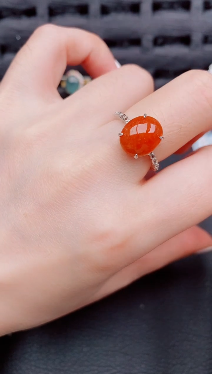 【闪购商品】翡翠戒指银S925镶嵌天然a货翡翠303