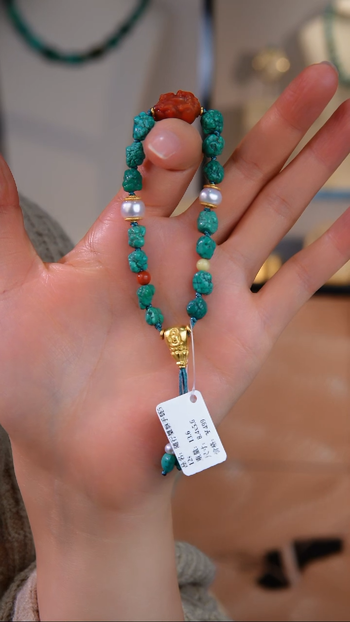 银S925镀金镶嵌绿松石手链多样性发货