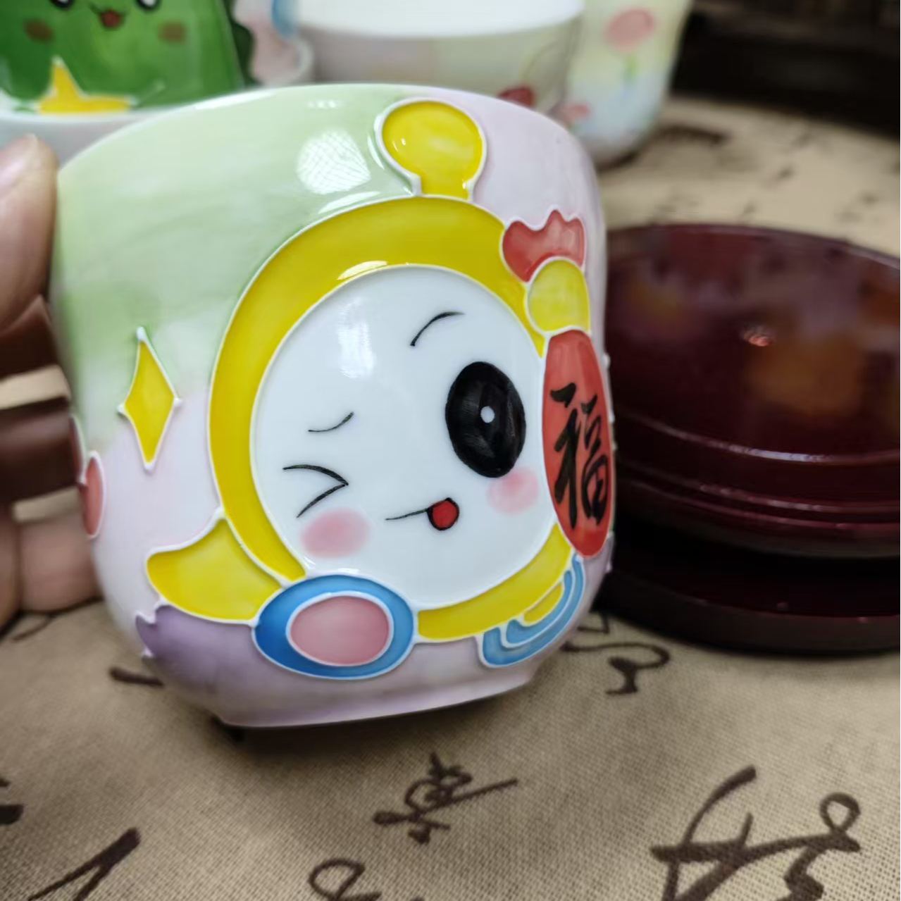 景德镇高温釉下彩水杯动物可爱创意手绘少女心日式奶杯