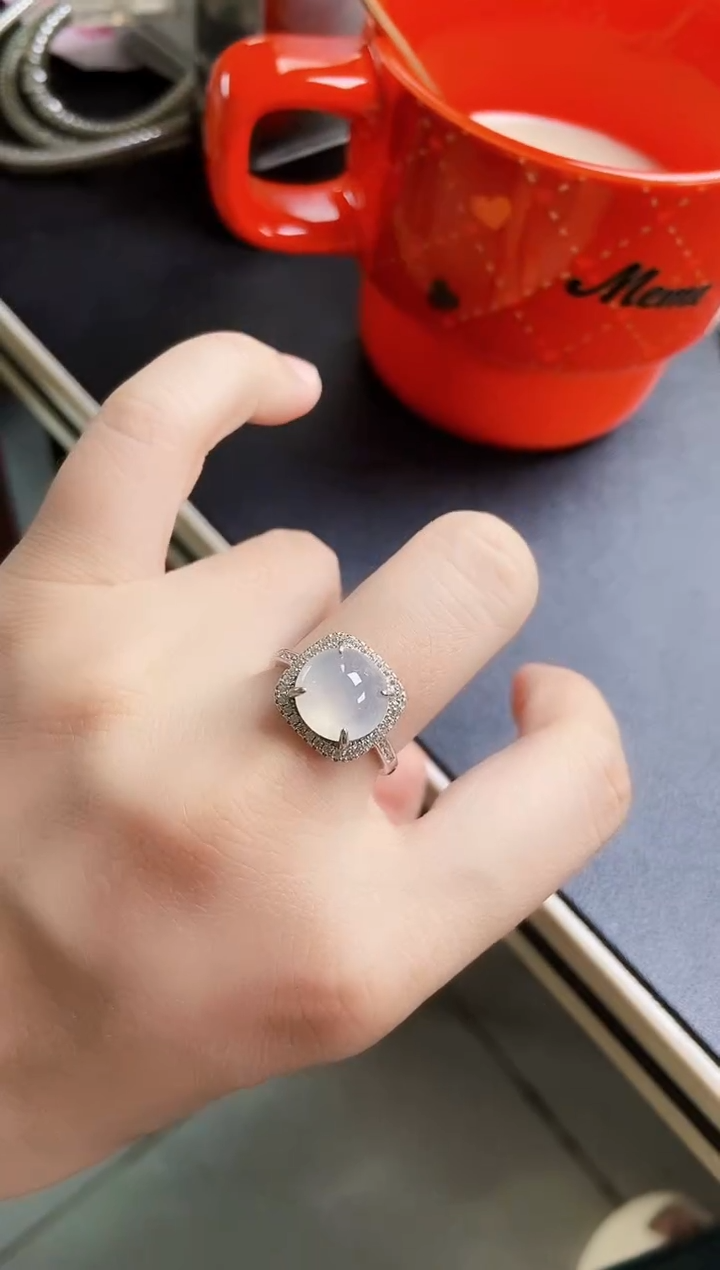 翡翠戒指银S925镶嵌464564