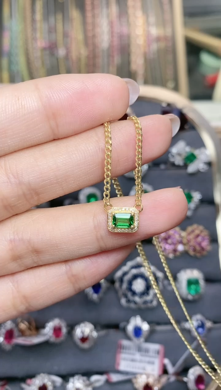 石榴石（沙弗莱）项链18K金镶嵌·