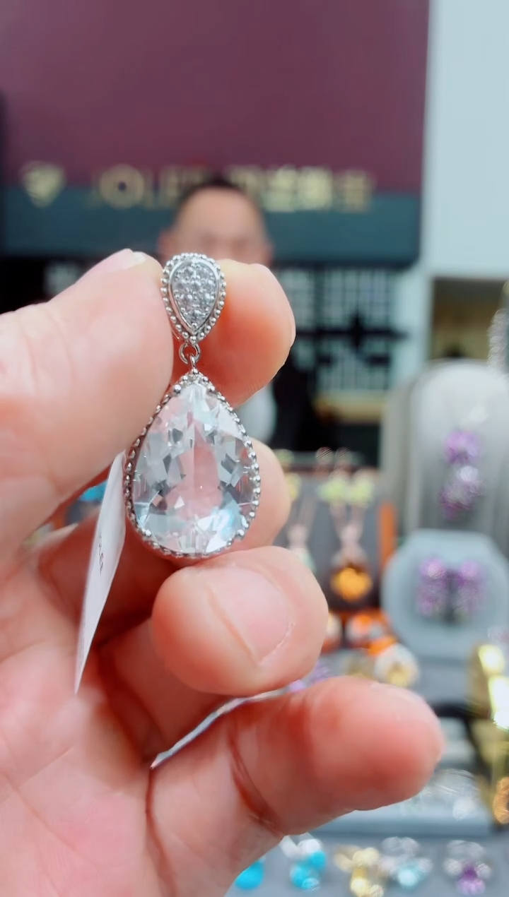 吊坠(不含链)银S925镶嵌水晶水晶吊坠