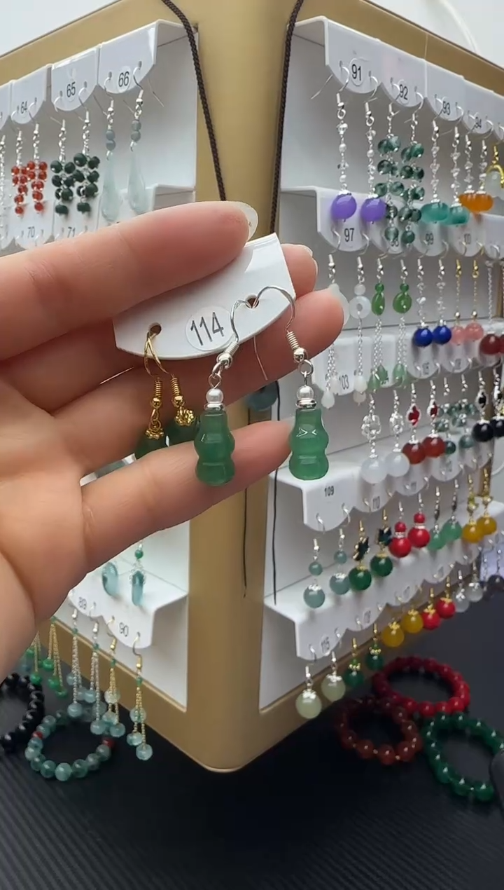 未镶嵌石英质玉（非洲翠）耳坠114