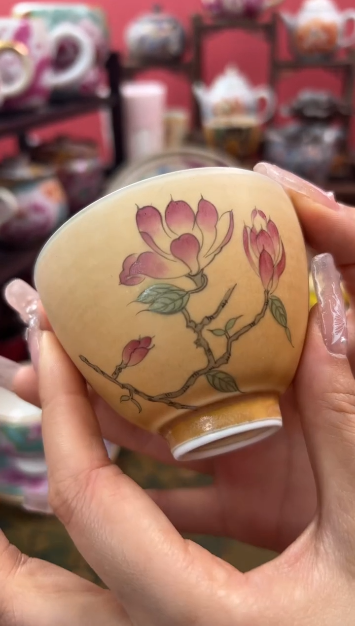 【闪购商品】清水柴烧手绘花卉主人杯