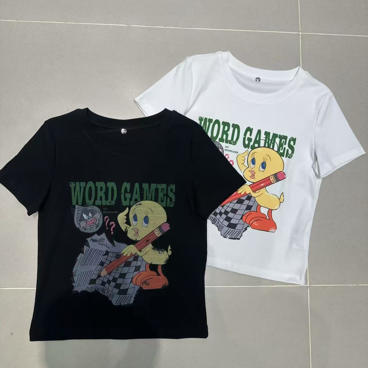 南油欧货2025春夏新款减龄趣昧卡通印花小版短袖T恤上衣女