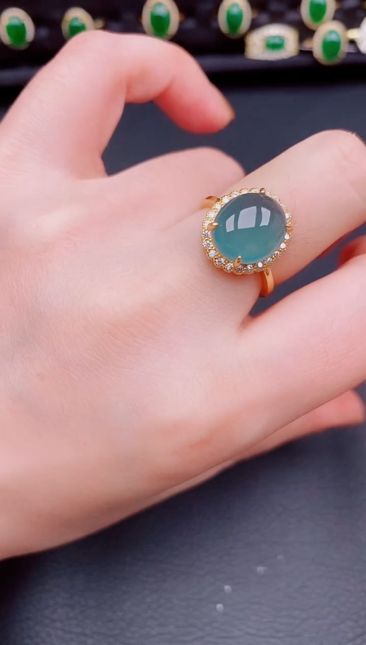 【闪购商品】翡翠戒指银S925镶嵌天然a货翡翠181