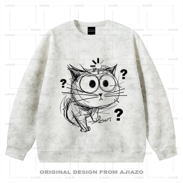 老狗十三【疑惑小猫】扎染圆领卫衣 秋冬休闲上衣男女同款