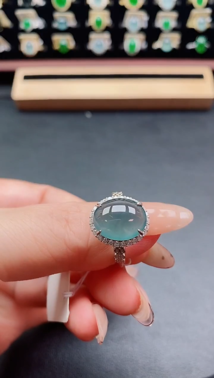 银S925镶嵌戒指翡翠1