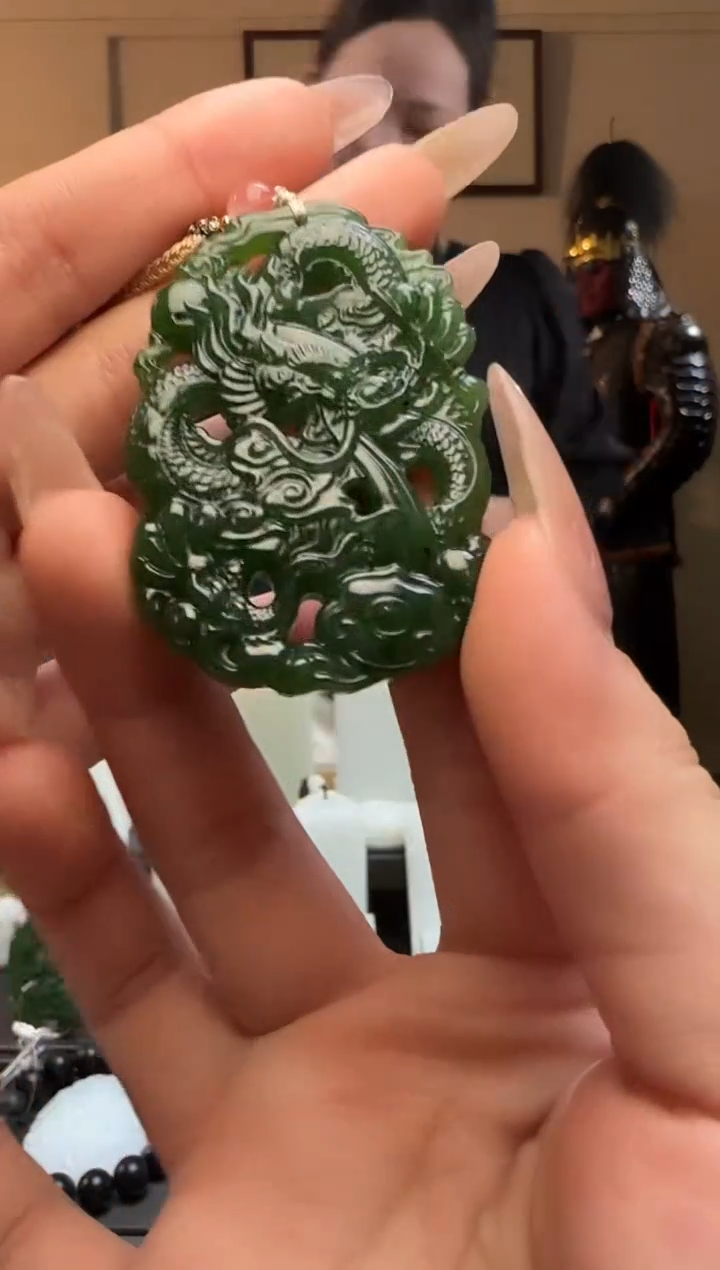 【闪购商品】和田玉碧玉龙牌未镶嵌吊坠