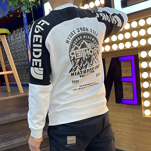 休闲男士圆领秋衣卫衣加绒男款欧洲站字母上衣修身帅气长袖外套男