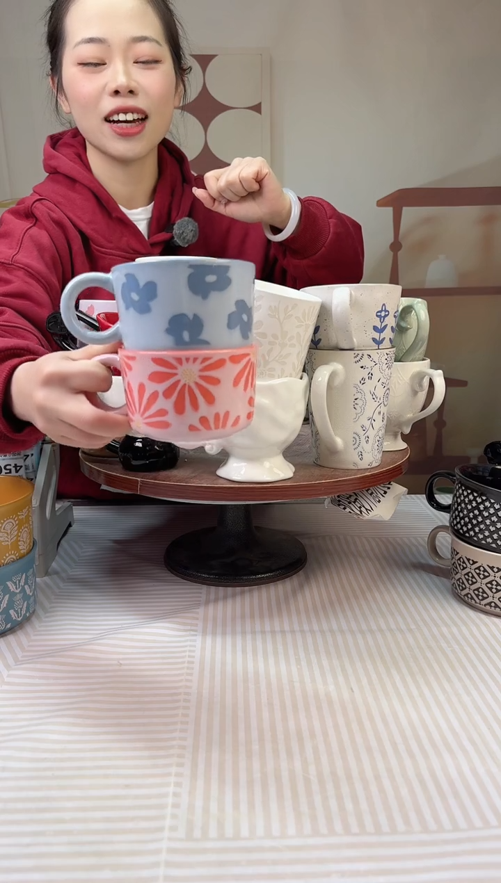 【闪购商品】陶瓷无盖款红花+蓝花400ml