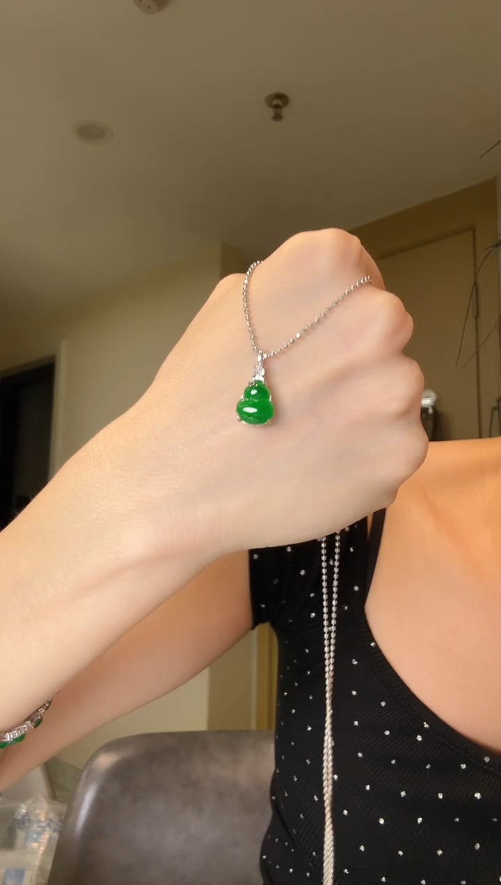 翡翠银S925镶嵌吊坠(不含链)天然翡翠吊坠1