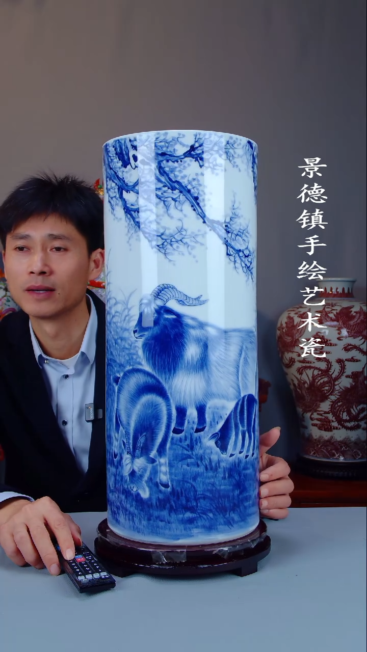 瓶陶景德镇手工手绘陶瓷摆件29