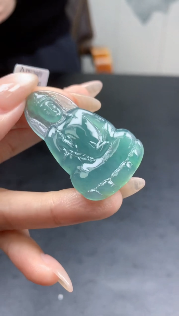 【闪购商品】定制翡翠未镶嵌888ee-毛货观音27赠金扣