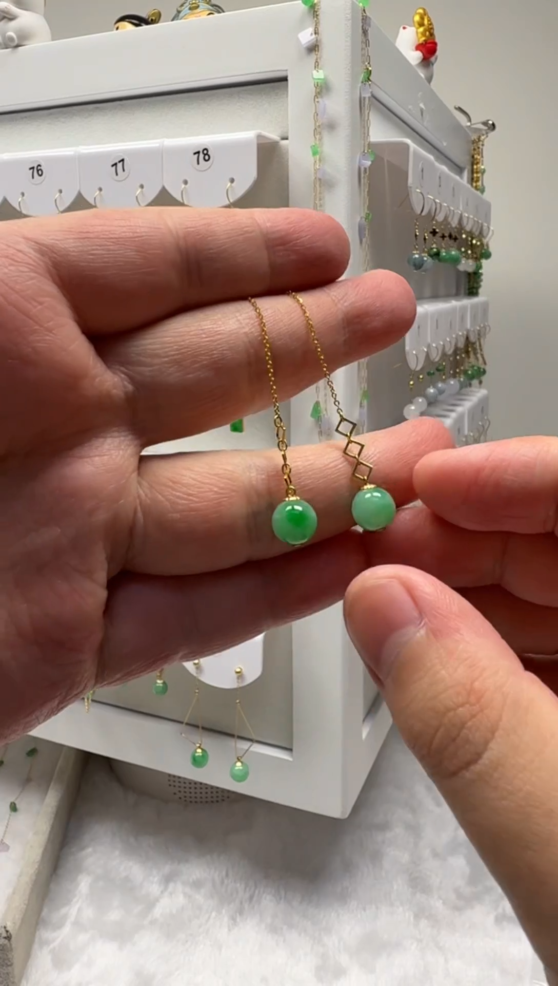 18K金镶嵌翡翠耳饰缅甸天然翡翠a货