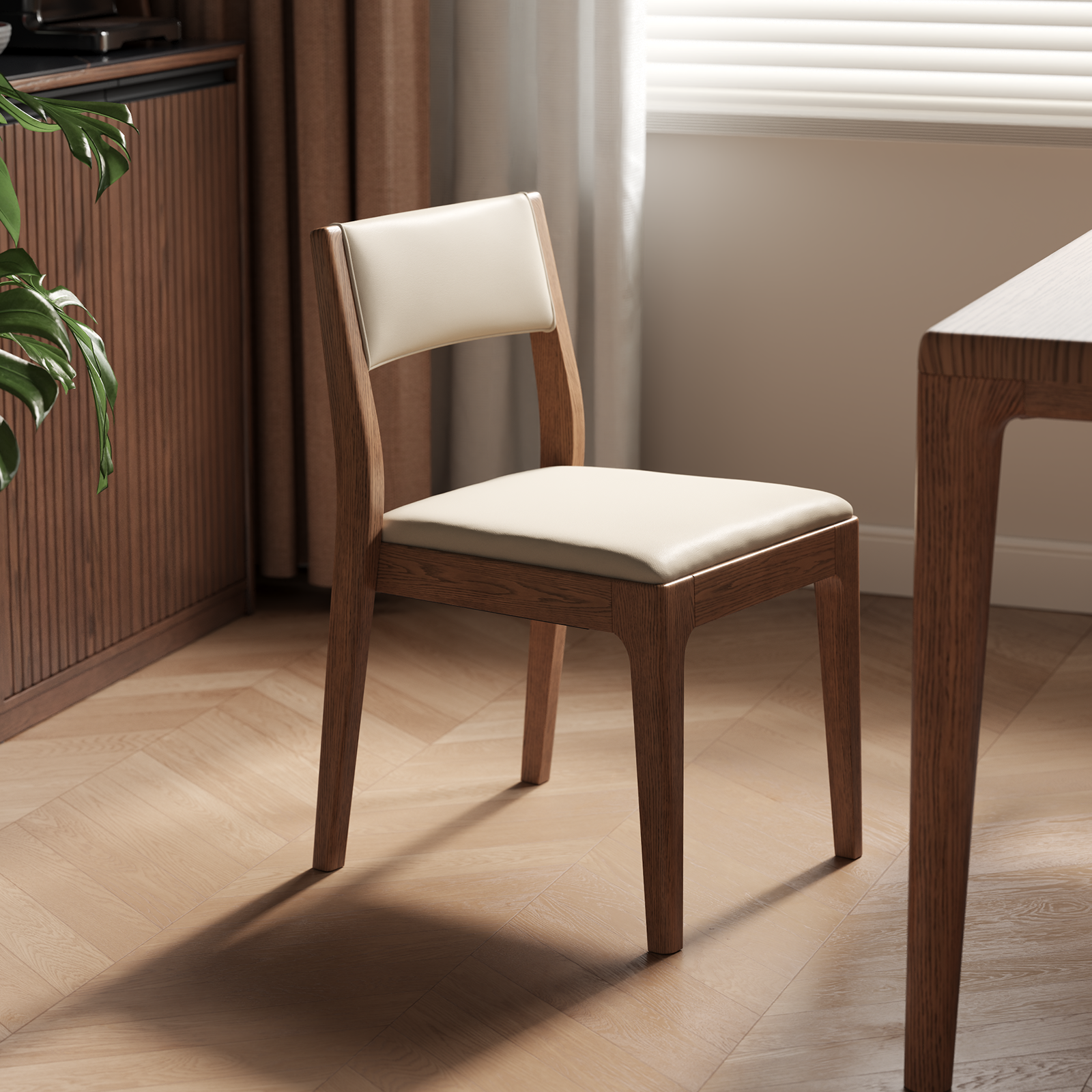 实木可叠放餐椅家用靠背椅软包茶桌椅中古餐厅小户型餐桌椅子