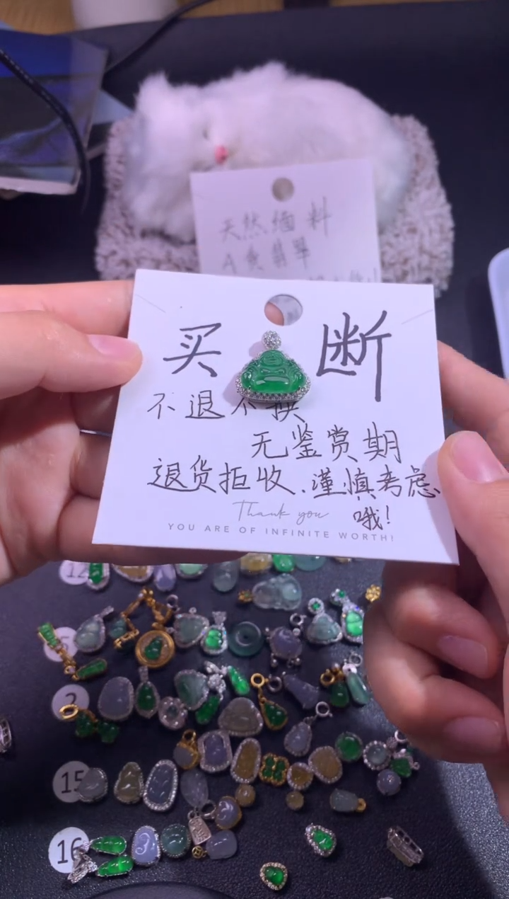 吊坠(不含链)银S925镶嵌翡翠来***条1