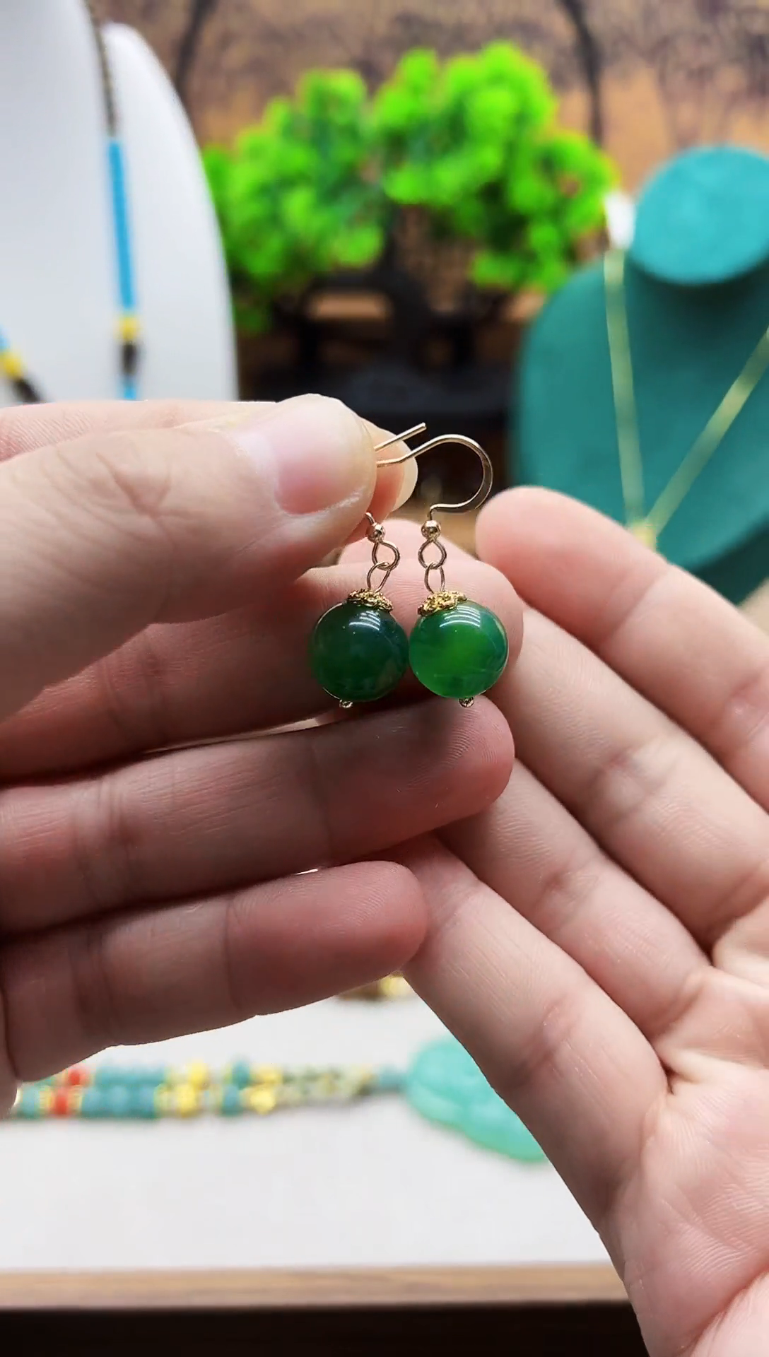 【闪购商品】翡翠耳饰14K金镶嵌E363    