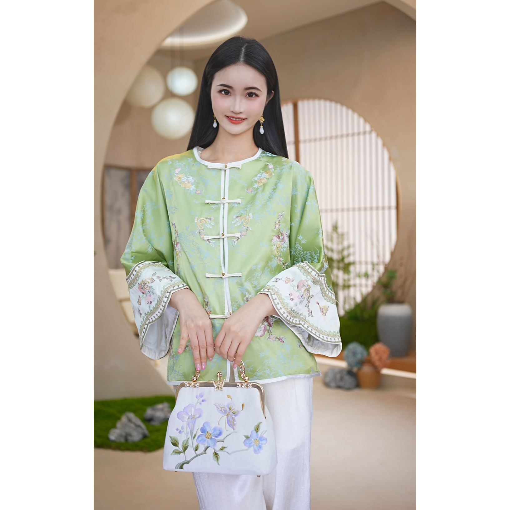 赠李白 新中式国风复古文艺上衣女款重工刺绣刺绣提花外套8101