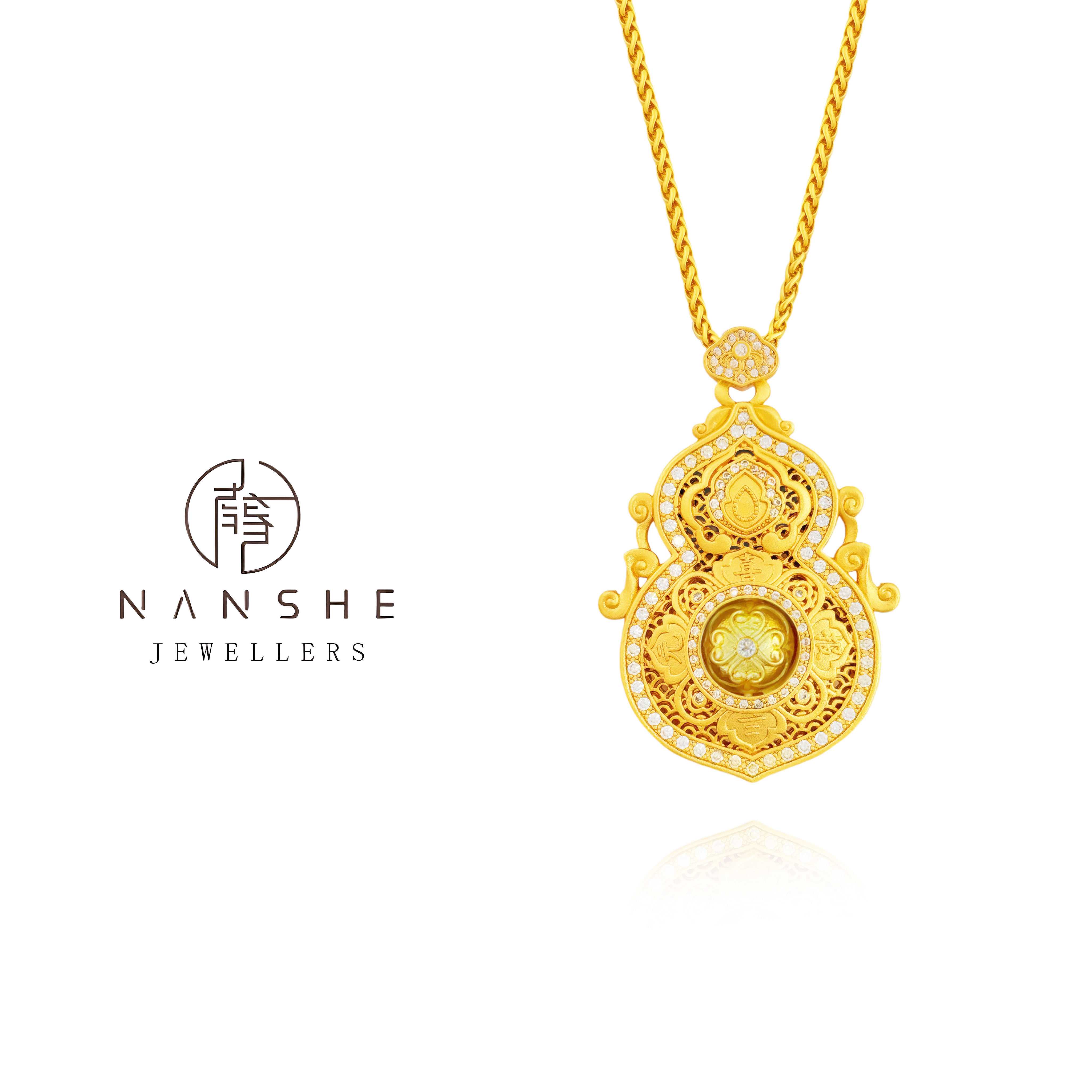 NANSHE/南奢 【人生四美】镀K金新中式葫芦项链 L925