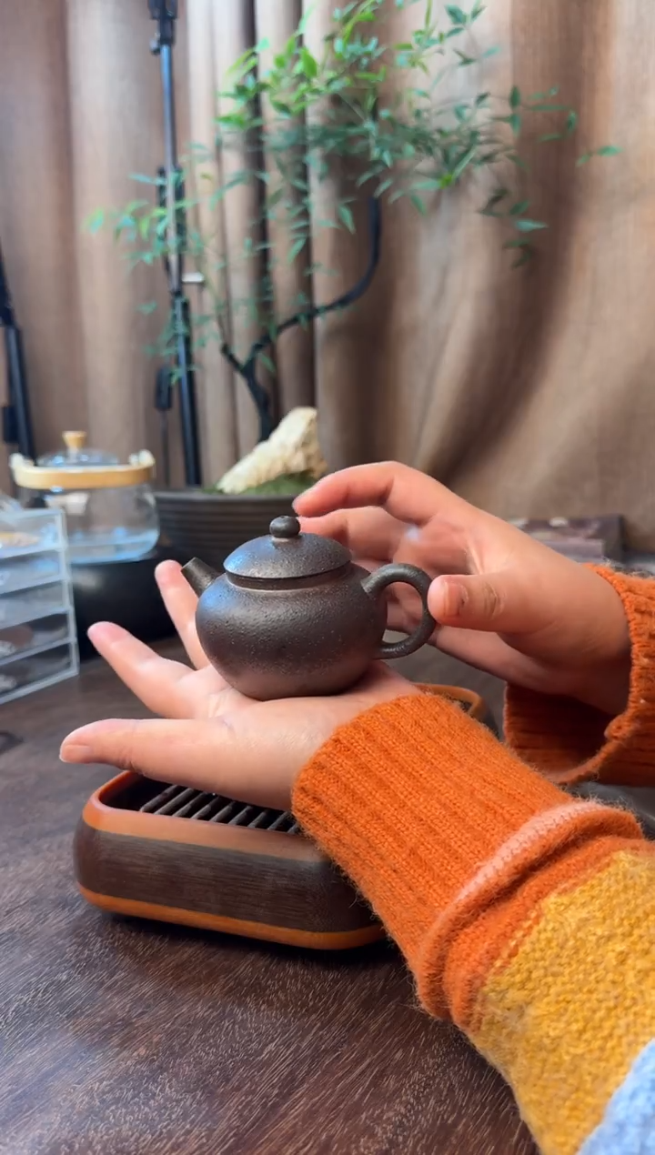 茶壶紫砂原矿紫砂壶柴烧-巨轮-小煤窑生砂朱泥-120cc-6号