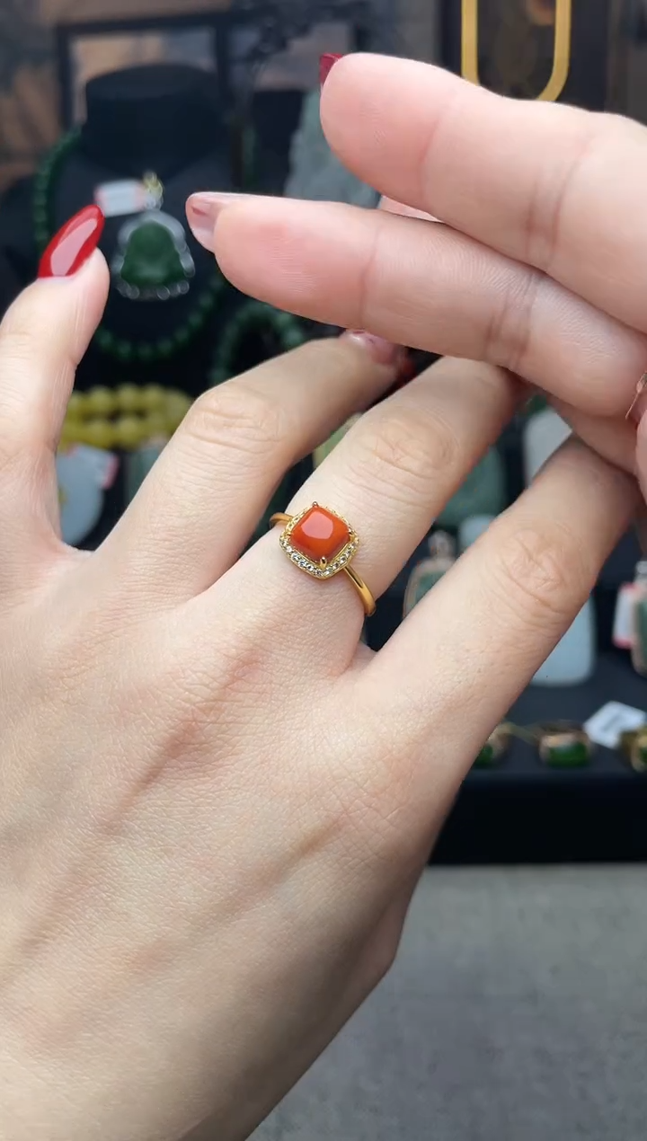 【闪购商品】南红玛瑙戒指银S925镶嵌戒指