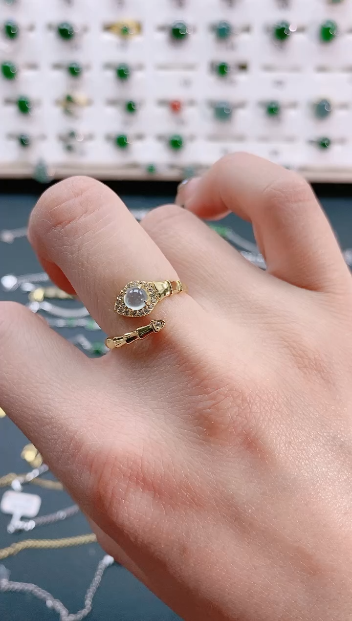 【闪购商品】翡翠戒指银S925镶嵌天然翡翠