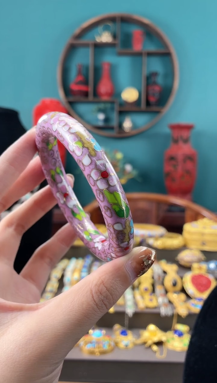 非遗手工景泰蓝镯子紫色