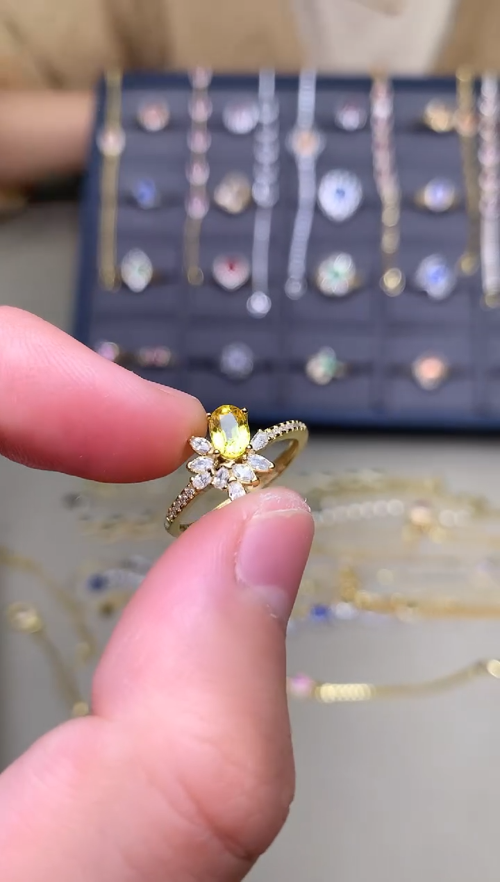 戒指蓝宝石银S925镶嵌戒指