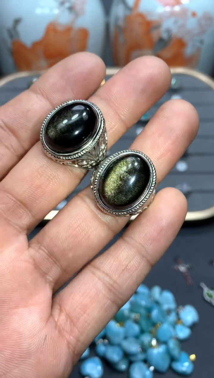 【闪购商品】黑曜岩戒指未镶嵌W34（随机性发货只发一单）