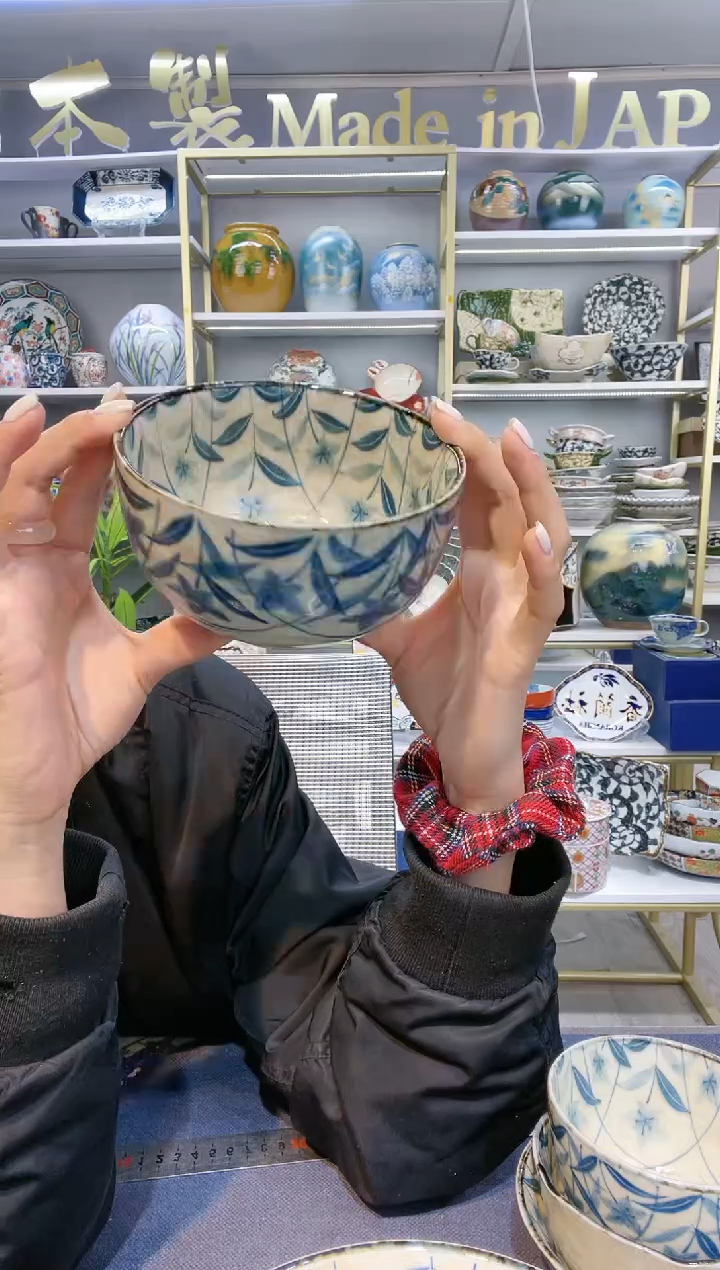 瓷黄泥桔梗陶瓷小丼碗13cm一只