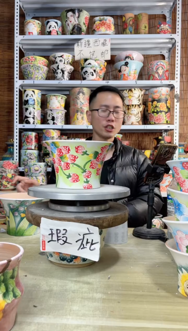 【闪购商品】摆件078陶花岛多肉陶瓷花盆罐——微瑕