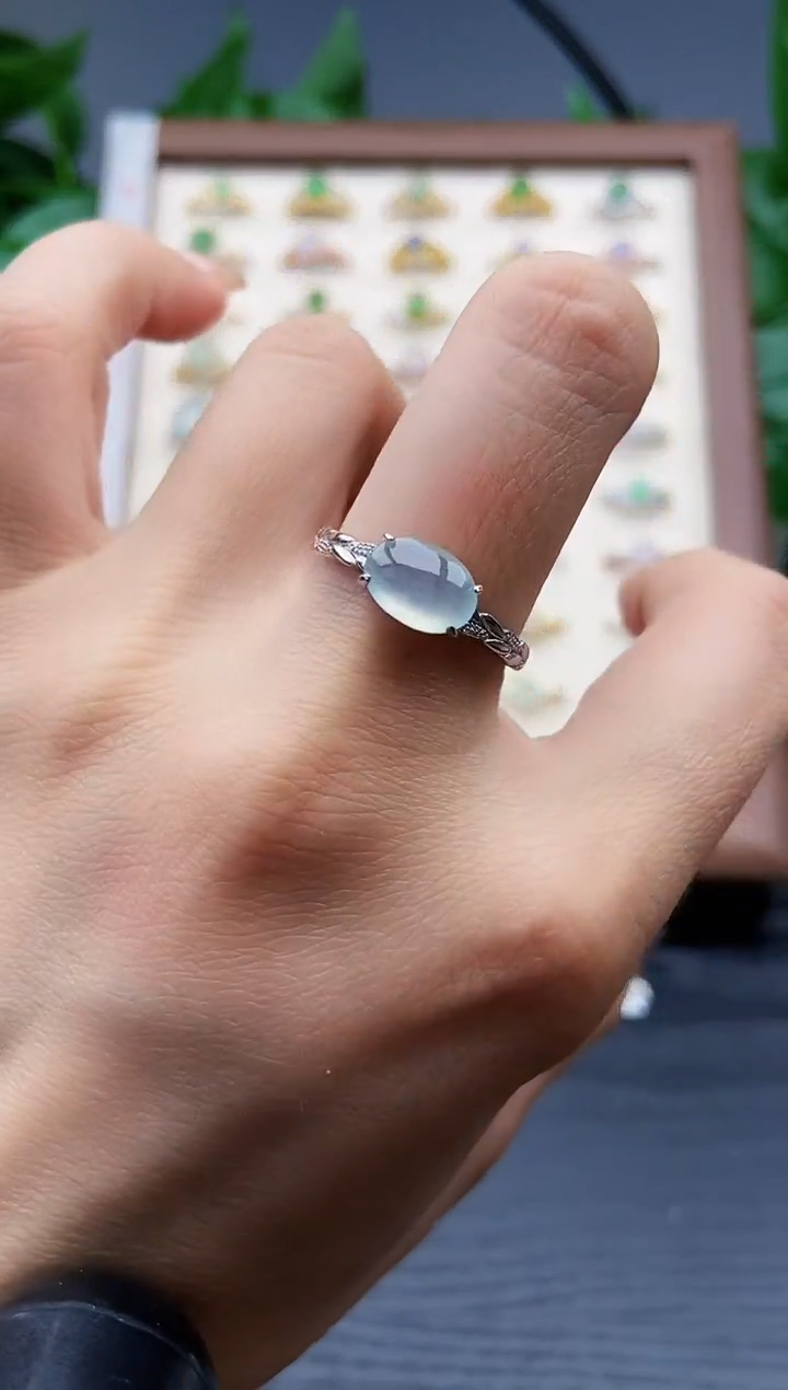 银S925镶嵌戒指翡翠12